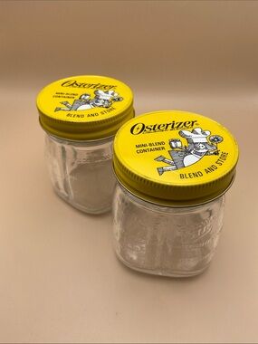 Set of 2 - Oster Osterizer Yellow Lidded GLASS Mini-Blend Containers